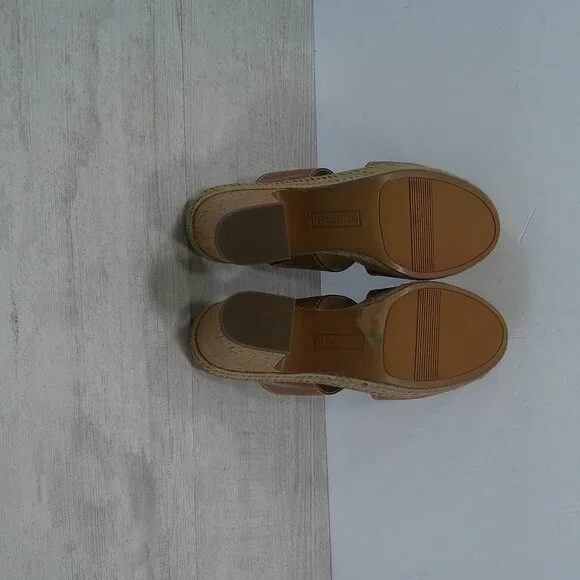 Naturalizer Evette Cognac Leather Slides Platform Wedge Peep toe Sandals 12 Wide - Picture 14 of 14